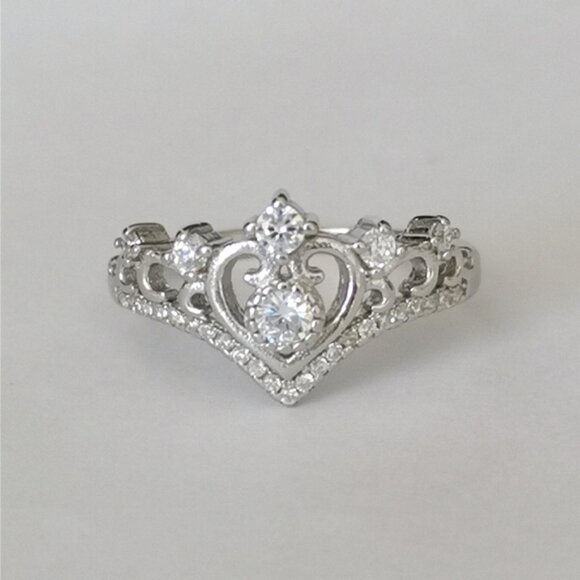 New crown tiara ring Sterling Silver CZ size 8 - Picture 11 of 16